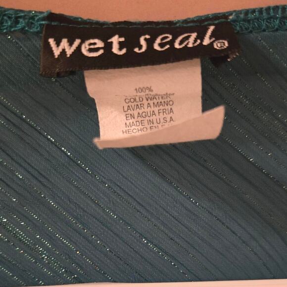 Vintage Wet Seal Teal Shimmer Kimono with Sequin Trim ✨️ - Picture 2 of 3